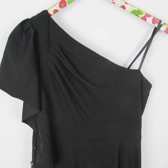 Adrianna Papell Crepe One Shoulder Gown Beaded 4 - Picture 6 of 7